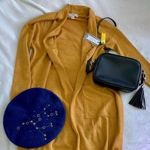 Yellow Cardigan with Pockets Size Large